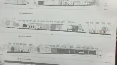 The proposed side elevations of the proposed buildings